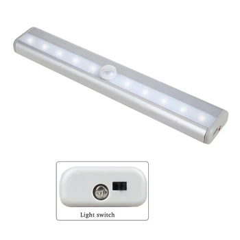 

LED Cabinet Light IR Infrared Motion Detector Sensor Closet Night Light Lamp 10LEDs Induction Wardrobe Step Lights Bar Lighting