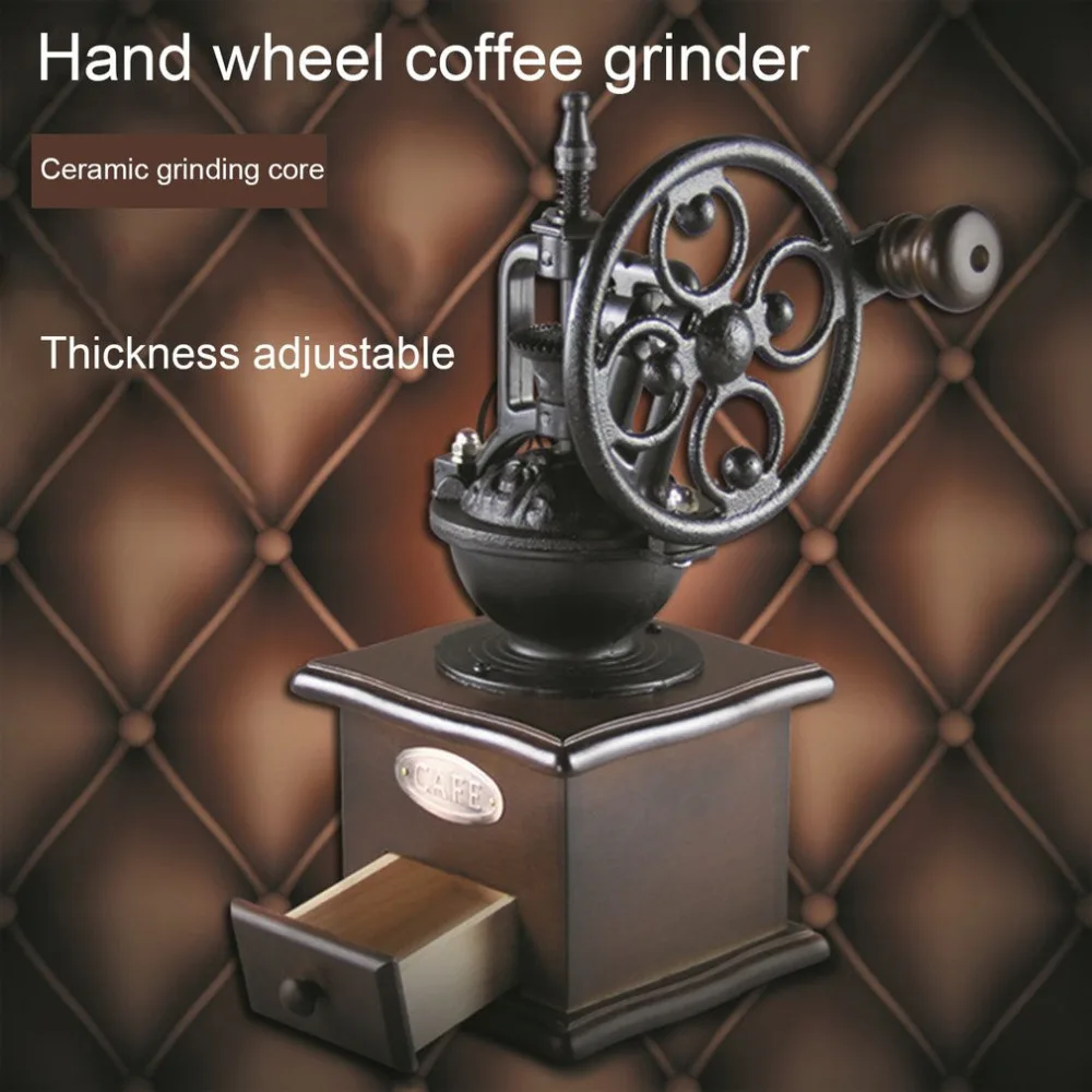 

Manual Coffee Grinder Vintage Style Wooden Coffee Bean Mill Grinding Ferris Wheel Design Hand Coffee Maker Machine
