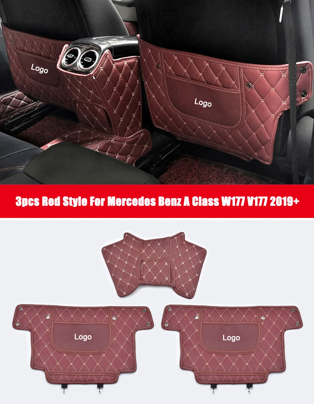 For Mercedes Benz A Class W177 V177 A180 A200 A220 A250 A35 AMG+ Car Rear Row Seat Anti Kick Mat Protective Cover Stickers