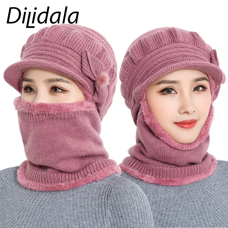 

Dilidala Middle-aged Hat Female Autumn Winter Earmuffs One-piece Wool Cap Warm Velvet Rabbit Fur Hat 2019 Winter Hats For Women