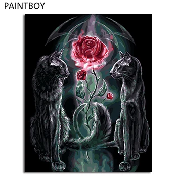 

PAINTBOY Framed Pictures DIY Painting By Numbers Flower Handwork Oil Painting On Canvas Home Decor For Living Room Wall