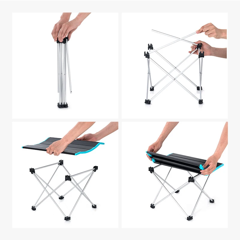  NatureHike Portable Camping Side Tables with Aluminum Table Top Hard-Topped Folding Table for Outdo