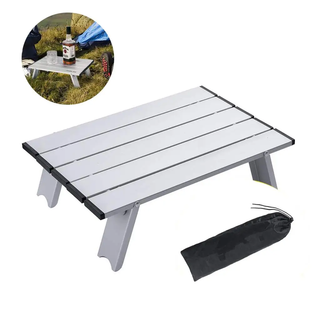 Comprar Mesa de Camping portátil ligera mesa plegable de aluminio mesas compactas enrollables con bolsa de transporte para Backpacking al aire libre