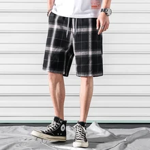 Разборчивые летние мужские повседневные клетчатые шорты, хлопковые мужские шорты, брендовая одежда, однотонные мужские шорты 3XL