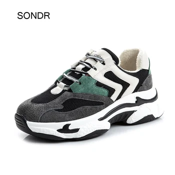 

2020 Spring Casual Shoes Women Platform Sneakers Real Leather Fashion Brand Ladies Chunky footware Female footware Thick Bottom