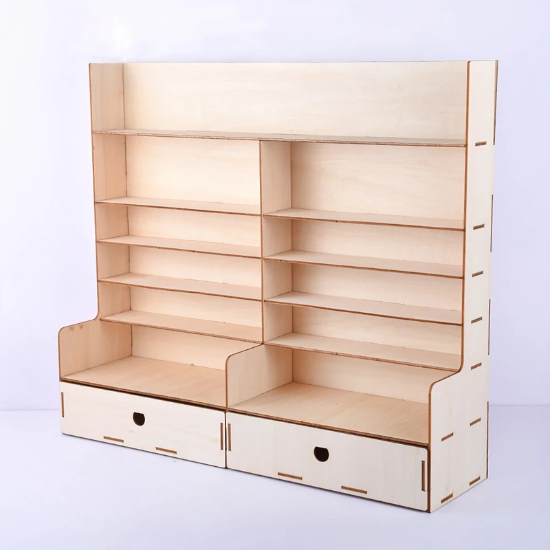  Wood Paint Rack Shelf Pigment Ink Bottles Organizer Storage Stand Holder with Cabinet Good Stabilit