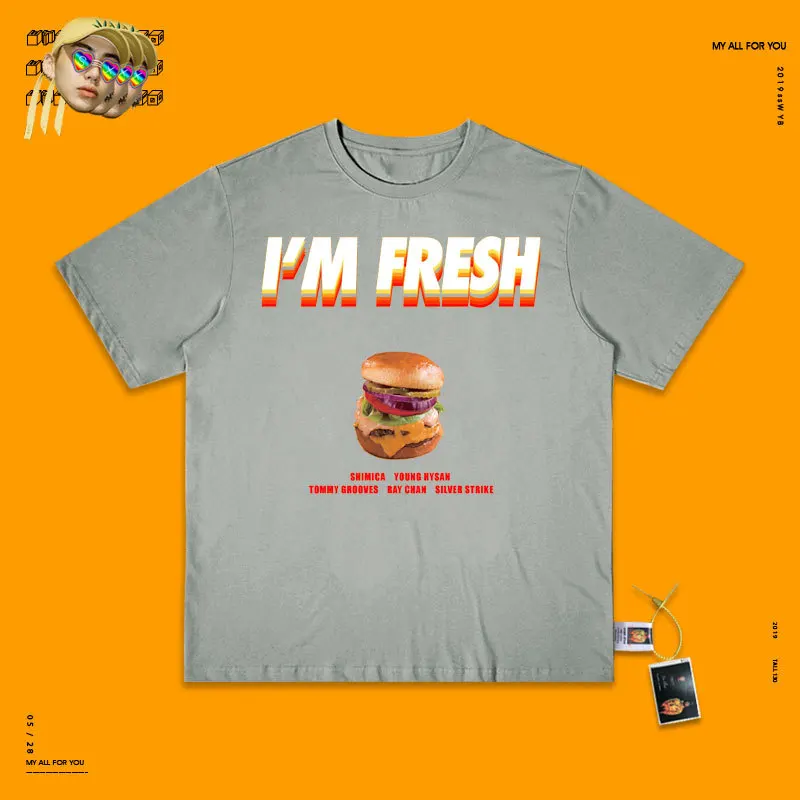 gray My Life Hamburger I'm Fresh Hip-Hop Evil Do Matcha Green Basics, верхняя одежда без подкладки, женская пуховая одежда, не хватает - Цвет: gray