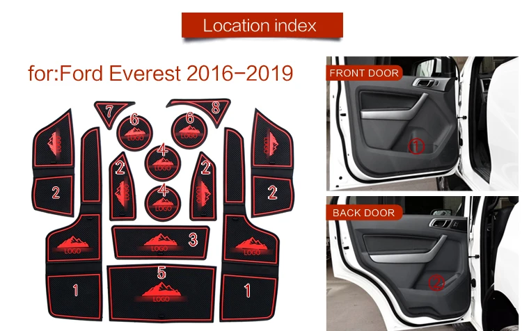 Слот для ворот для Ford Explorer Everest Trend 2011 MK5 U502 предварительно подвешиваемый межкомнатный дверной коврик автомобильные подстаканники Нескользящие коврики