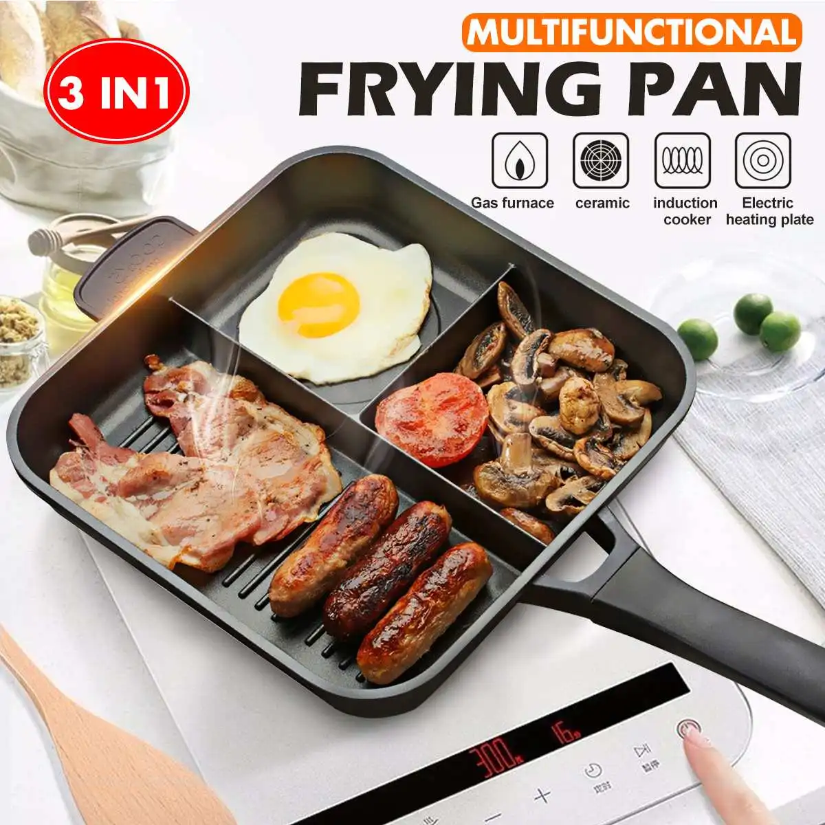 Padella 32cm 3 in 1 Magic Grill Pan Master Pan griglia antiaderente divisa padella  forno padella pentole accessori da cucina|Pans| - AliExpress
