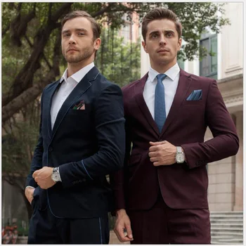 

Pink Mens Wedding Tuxedos 2 Pieces One Button Groom Wear Groomsmen Tuxedos Blazers For Wedding(Blazer+Pants)
