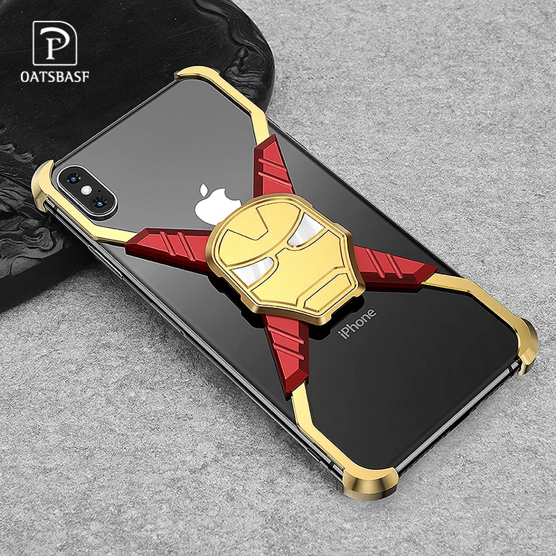 RIron Man дизайнерский металлический чехол для Iphone X XS персональный бампер Max анти шок