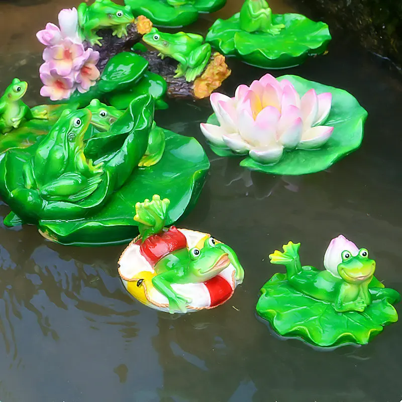 

Large size Cute swimming pool frog artificial frog model animal Resin floating frog Green funny does not fade gift ornaments
