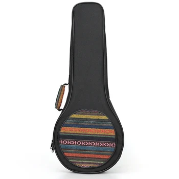 

ABZB-Longteam Ethnic Style a Shape Mandolin Bag for Mandolin Thicken Shoulder Gig Bag Case Frabic Black