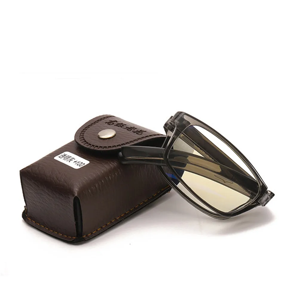 Iboode Унисекс Складные очки для чтения с Leatehr чехол+ 1,0+ 1,5+ 2,0+ 2,5+ 3,0+ 3,5+ 4,0+ анти синий светильник очки для дальнозоркости