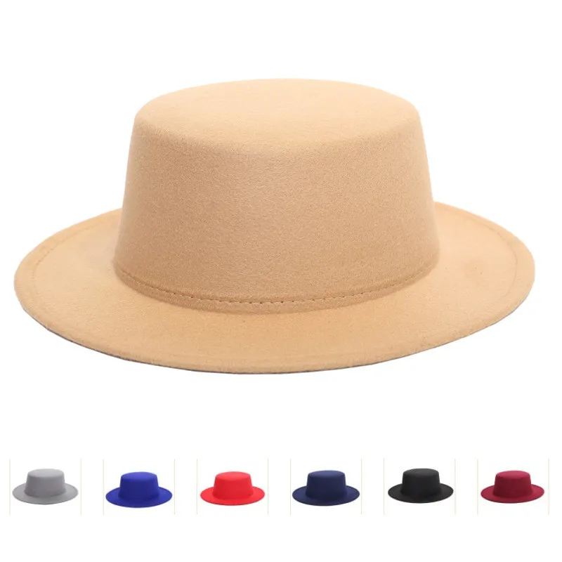 Шляпа фетровая однотонная для мужчин и женщин Классическая Шапка из смеси
