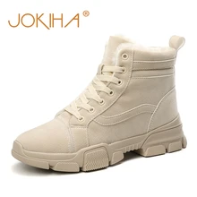 JOKIHA/теплые короткие ботинки для женщин; зимние ботинки; женские модные кроссовки из искусственной кожи; женские короткие ботильоны; женские ботинки