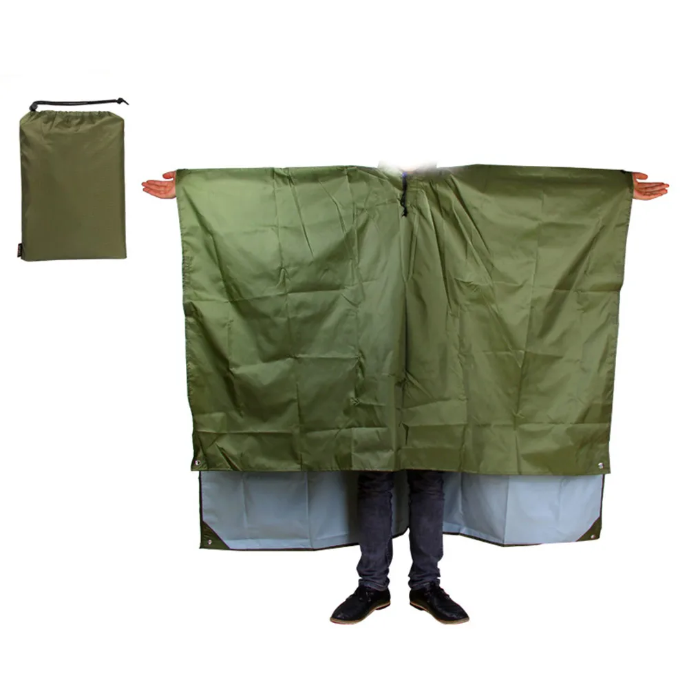 Army green camouflag Водонепроницаемый дождевик с капюшоном и дужками для кемпинга и пеших прогулок 3 в 1 легкий многоразовый дождевик BHD2 - Цвет: Army green camouflag