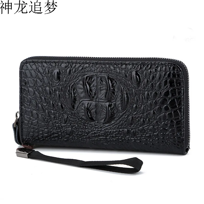 

Crocodile pattern PU leather men's long zipper wallet male clutch bag men handbag mobile phone bag card holder wallet men purse