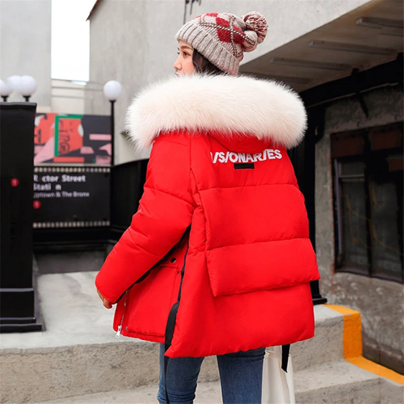 Chaqueta de invierno 2019 Parkas para mujer abrigo moda plumón de para mujer con Cuello de piel con capucha ropa de talla grande JIU070|Parkas| - AliExpress