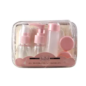 

7pcs/Set Mini Makeup Cosmetic Face Cream Pot Bottles Plastic Transparent Empty Make Up Container Bottle Travel Kit Accessories