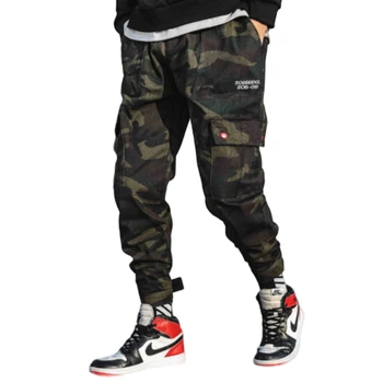 

Fashion Casual Cargo Pants Mens Joggers Ankel-Length Camo Pants Mens Pockets Sweatpants Male Korean Pants Hip Hop Track Pants