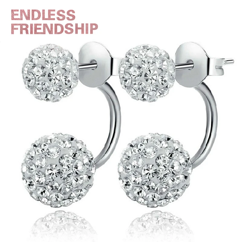 Модные 8 мм женские серьги микро хрустальный шар для дискотеки серьги-гвоздики для женщин ювелирные аксессуары