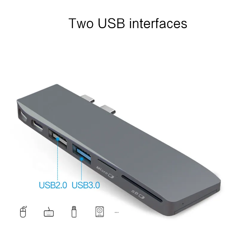 Ajiuyu USB 3,1 USB-C концентратор Мини DP адаптер 4K Thunderbolt 3 USB C с TF SD считыватель SSD слот PD для MacBook Pro/Air док-порт