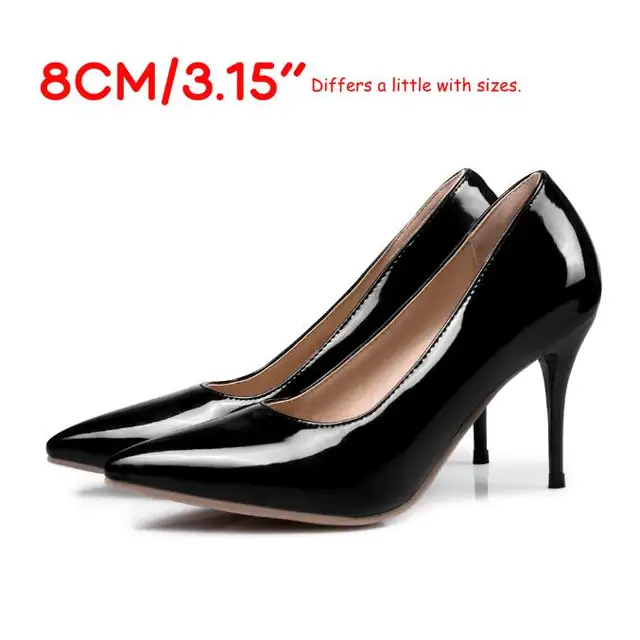 LAIGZEM FASHION Women Heels Pointy Toe Stiletto High Heels 6/8/12CM Pumps Dress Wedding Work Basic Shoes Woman Big Size 33-47 LGZ176 8CM