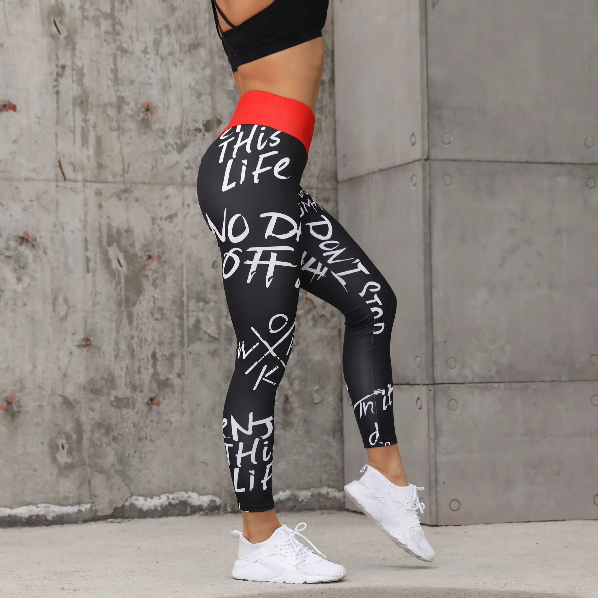 Plus Size Fashion Text Letters Tight Long Leggings main image 0