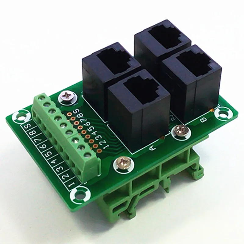RJ45 8P8C Jack 4-Way Buss Breakout Board, клеммный блок, разъем