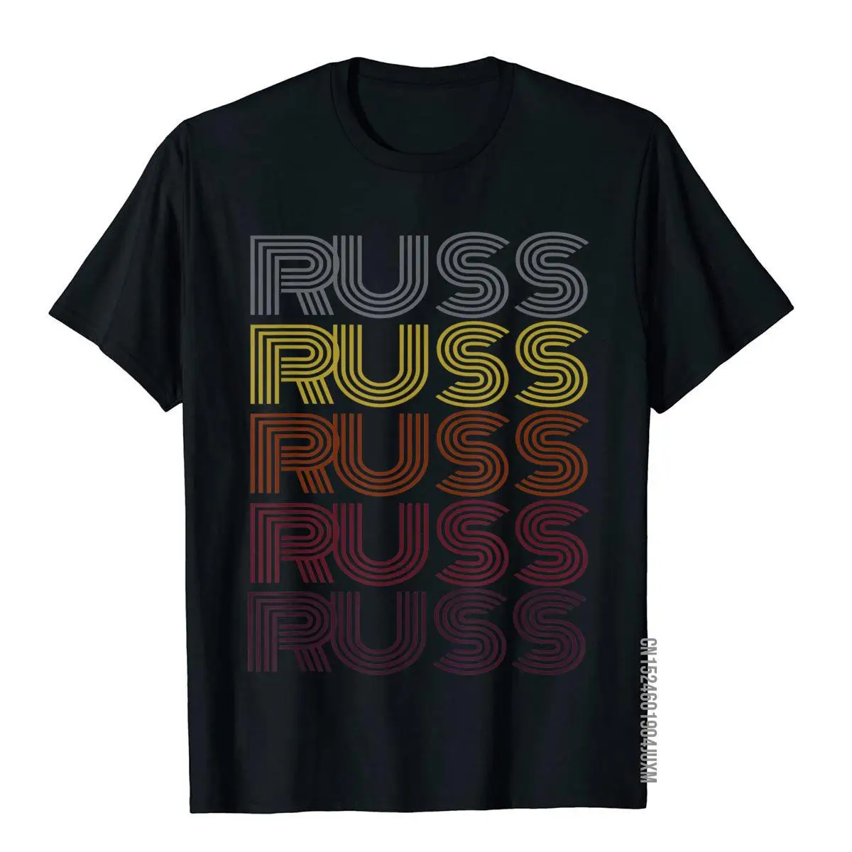 

Graphic Tee First Name Russ Retro Pattern Vintage Style T-Shirt Printed T Shirt Cotton Mens T Shirt Simple Style Graphic