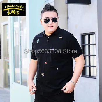 

2020 Plus Fat Plus Size Summer Dress Lapel Youth Short Sleeve T Shirt Fat Man Extra Large Mercerized Cotton And Linen