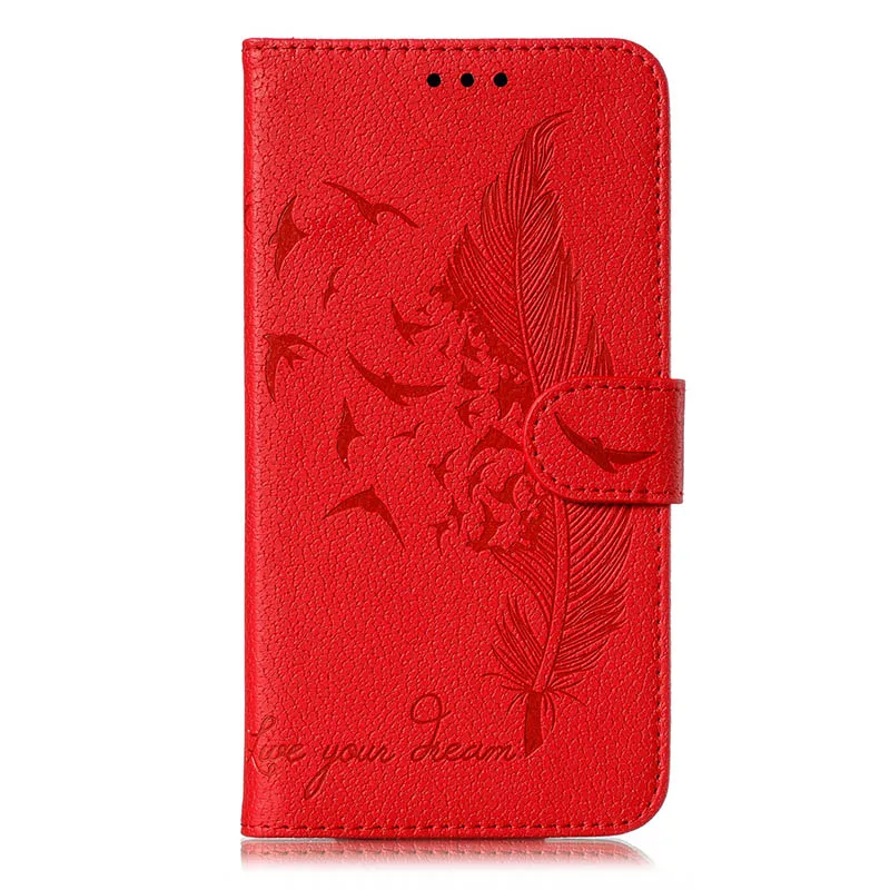 3D Feather Flip Cover For Samsung Galaxy A10 Case For Samsung A9 A8s A10 A20 A30 A40 A50 A60 A70 A7 M10 Note 9 Coque - Цвет: Red