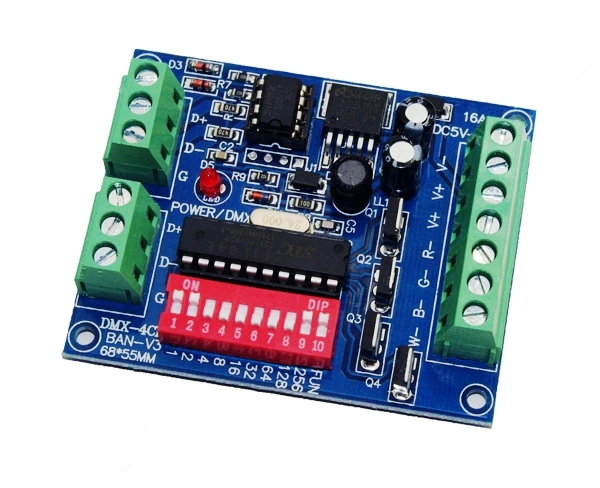 Commercio All'Ingrosso Dc5V-24V 4Ch 4 Canali Rgbw Facile Dmx512 Dmx Decoder,Dimmer, Regolatore, Il Driver, Per La Striscia Del Led Nastro Di Luce Modu