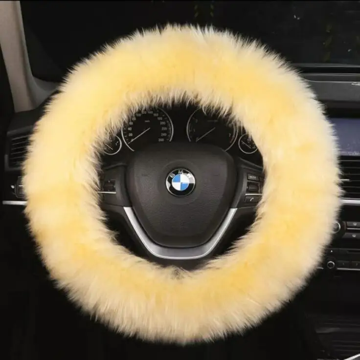 Universal Winter Warm Australian Wool Steering Wheel Cover Plush Car