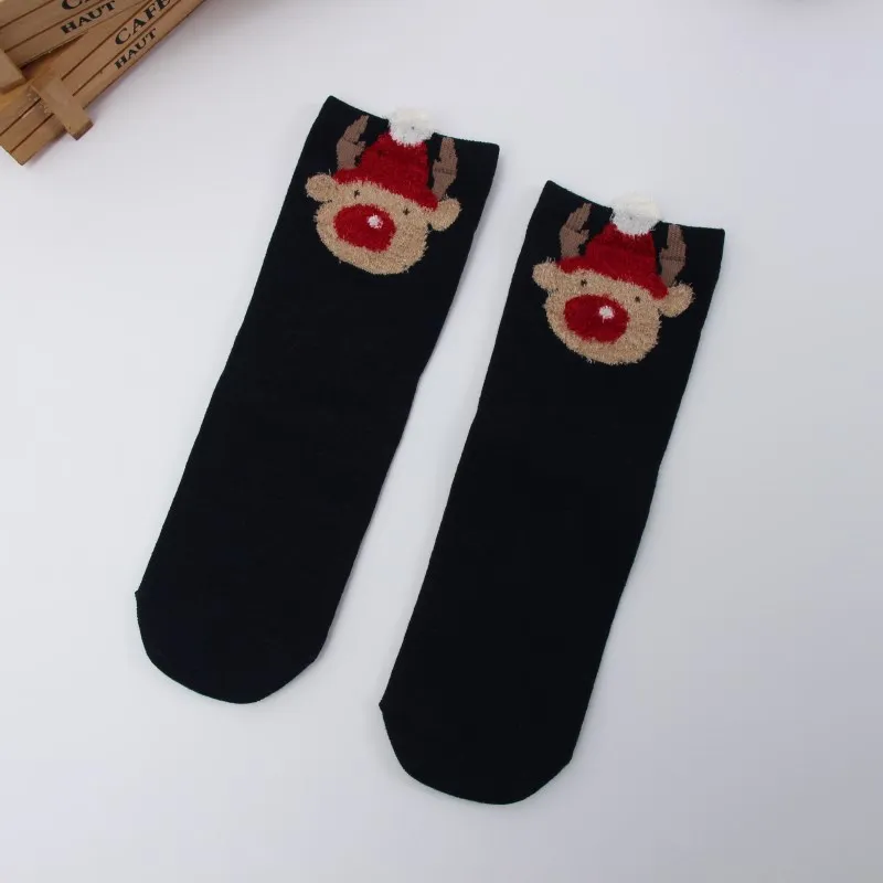 1 пара, красные, черные, теплые рождественские носки с 3D героями мультфильмов, женские милые Носки с рисунком медведя, лося, лисы, полосы, собаки, на Рождество, подарки для девушек