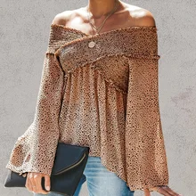 ^^Best Offers Women Casual Shirts Spring Autumn Pleated off-shouldered Flare Sleeve Polka Dot top Daily Wild Style Long Sleeve Shirts D30 ^^Best Offers Women Casual Shirts Spring Autumn Pleated off-shouldered Flare Sleeve Polka Dot top Daily Wild Style Long Sleeve Shirts D30