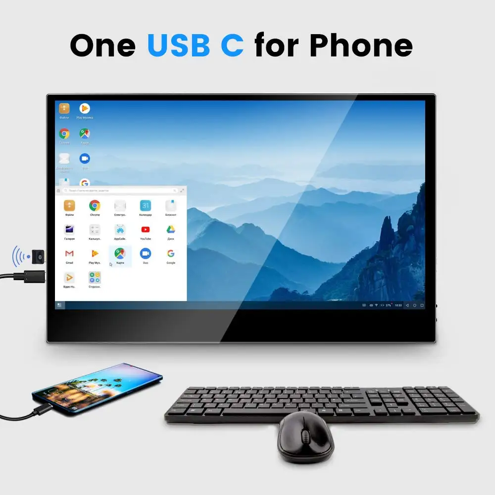Eyoyo EM13L 13 3 1080P Portable Computer Monitor PC HDMI Type USB C IPS LCD LED 4
