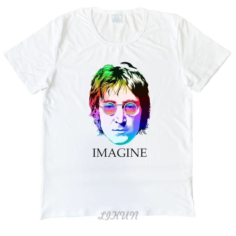 ホット販売夏のファッションの男性tシャツジョン レノン想像tシャツおかしいtシャツカジュアルプリントオムtシャツ Tシャツ Aliexpress