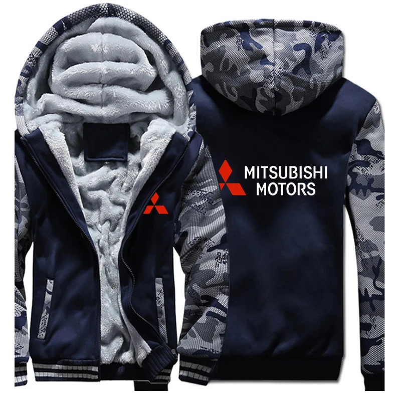 Зимние толстовки с капюшоном на молнии марка автомобиля Mitsubishi куртка мужская Пальто Повседневная утолщенная логотип модный принт Толстовка Харадзюку в стиле панк - Цвет: 8