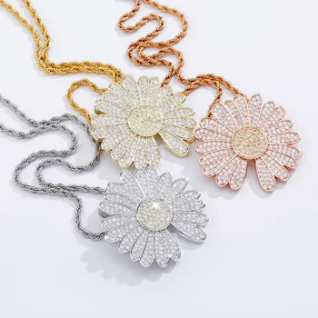 

G- Dragon Daisy pendant full of zircon simple personality hip hop Necklace