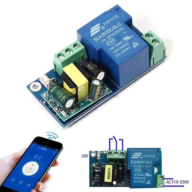 

A7-- AC 220V WIFI Relay Switch Module High Power Self-lock Mode Phone Remote Timer Control Wireless Android IOS Smart Home