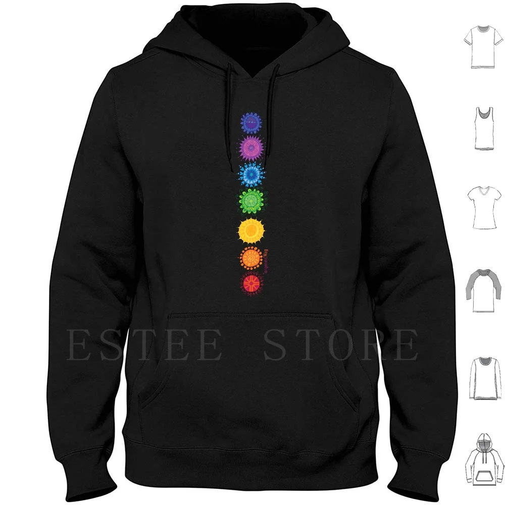 

Chakra Rainbow Flowers Hoodies Long Sleeve Chakra Rainbow Chakras Rainbow Flag Flowers Spectrum Joyful Rainbows Pflag