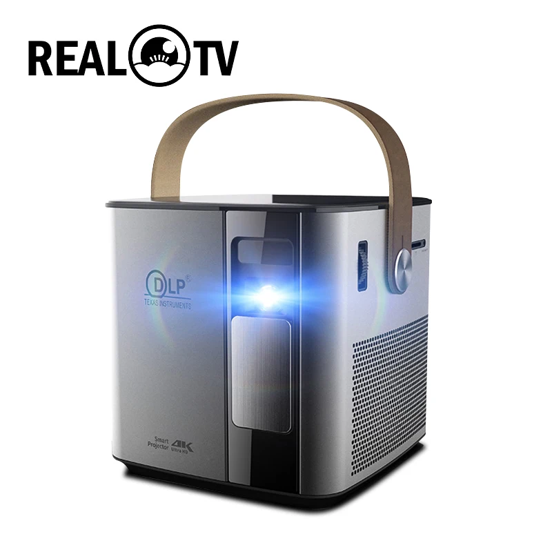 REAL TV P12 4K 3D проектор для домашнего кинотеатра 1080p HD видеоигра с аккумулятором 12000