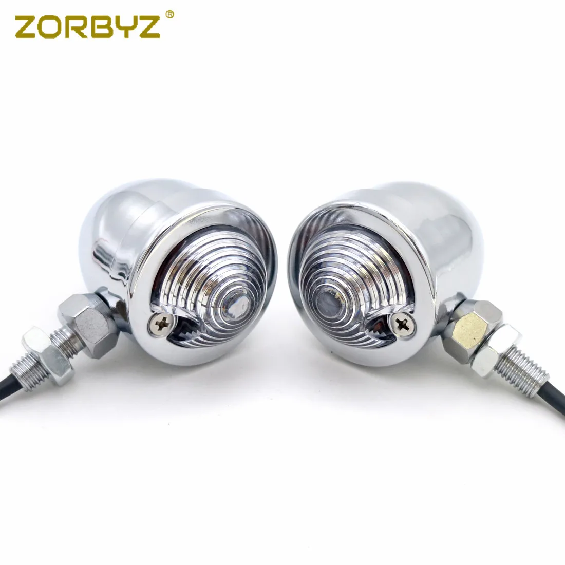 Clear Lens ZORBYZ мотоцикл хромированная металлическая пуля дым/янтарный/прозрачные линзы указатели поворота Индикатор для Harley Kawasaki Triumph на заказ - Цвет: Clear Lens