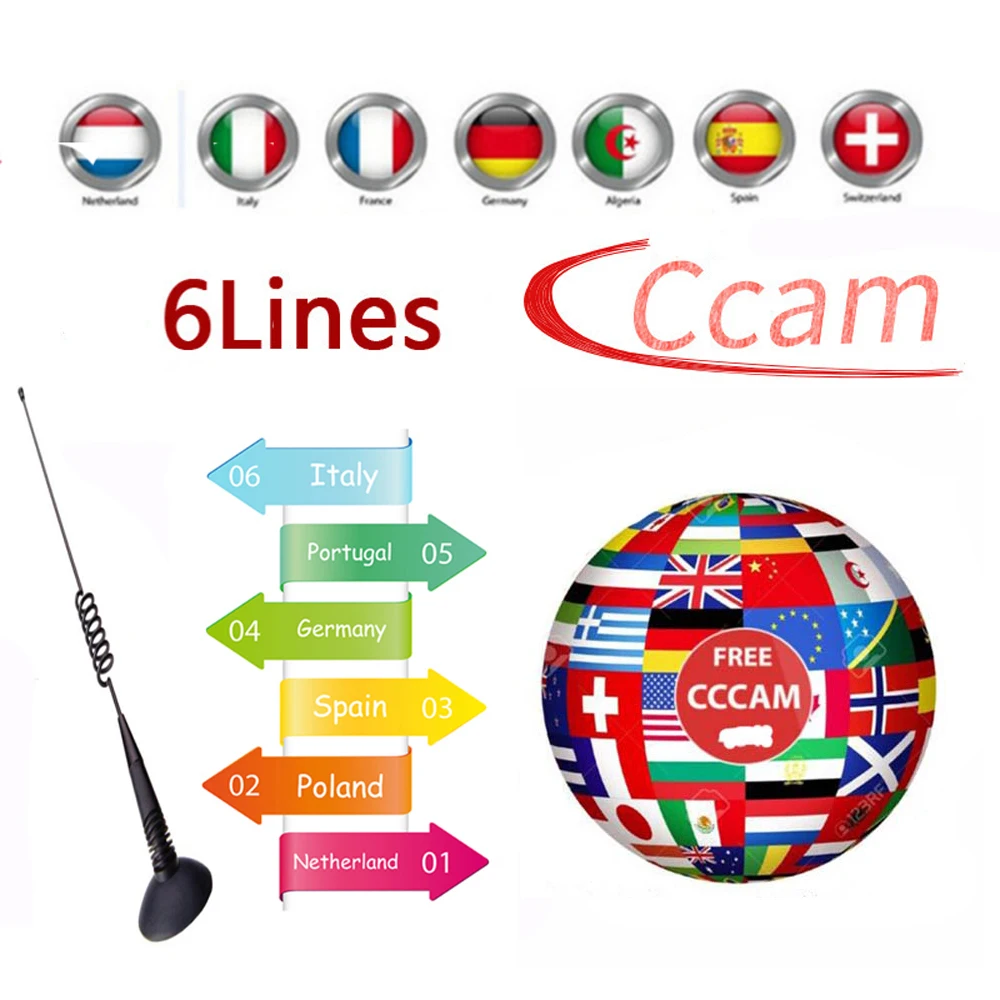 

2020 Newest Fast Stable Europe 6 lines Cccam For 1 Year Spain Portugal Satellite Share Server Support DVB-S2 Satellite Receiver