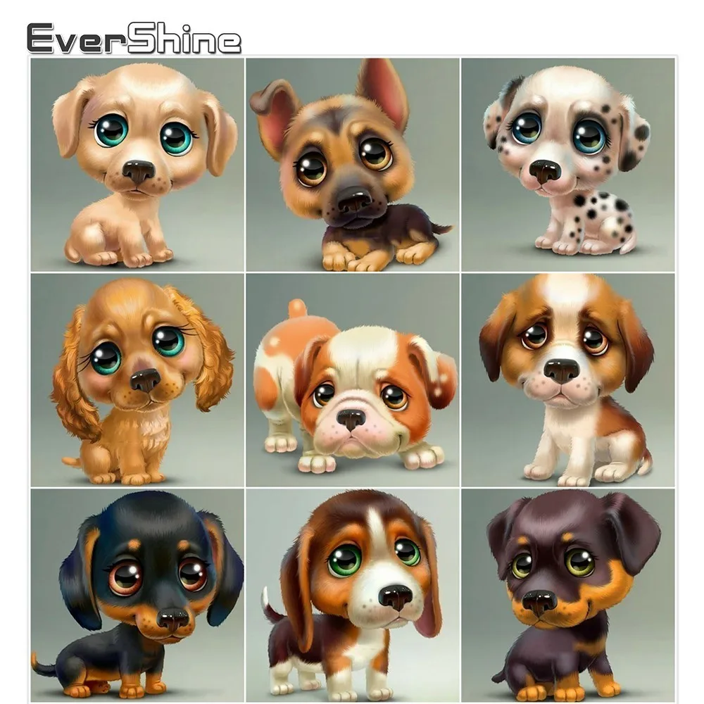 EverShine Diamond Painting Animals Embroidery Sale Full Square Rhinestones Dog Pictures Of Mosaic | Дом и сад