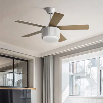 

Nordic loft dinner electric ceiling fan lamp retro design bedroom cafe mute dimming table cake deco fan lighting