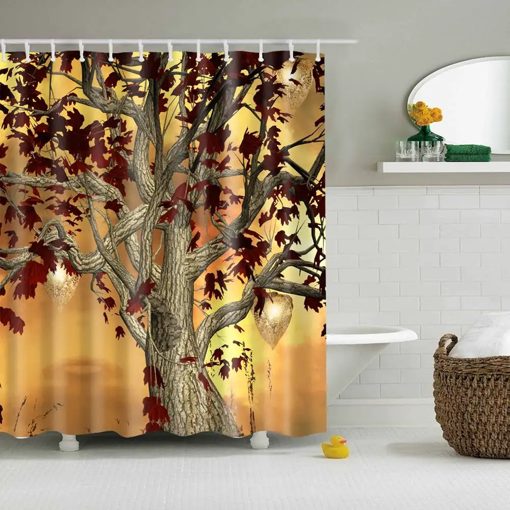 Dafield, винтажная занавеска для душа, дерево, произведение искусства для ванной, домашняя ткань, рисунок, печать, занавеска s, черный, серый, занавеска для душа, дерево - Цвет: 20155