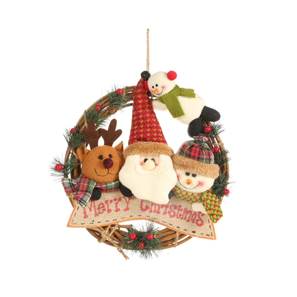 New Year Tree Ornaments Christmas Decorations For Home Explosion Rattan Circle Pendant Rattan Wreath Pendant Gift